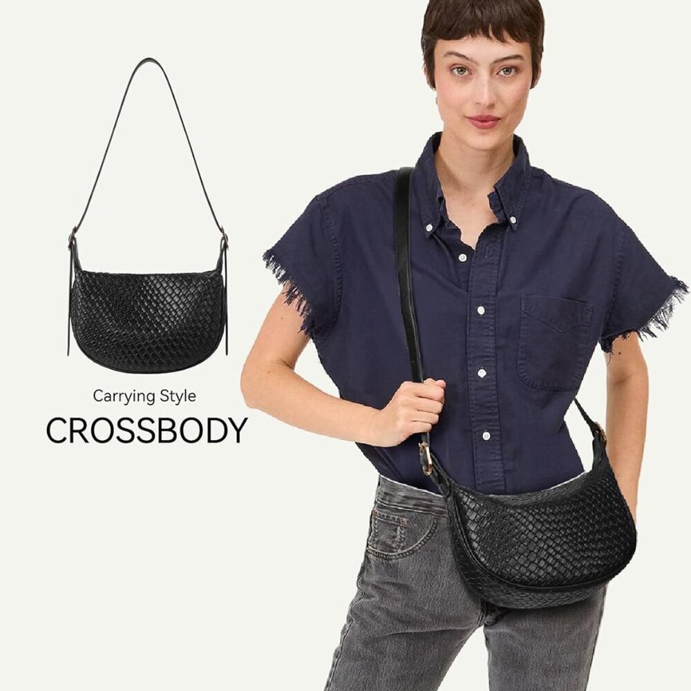 Purses for Women Small Crossbody Bags Crescent Shoulder Bag Hobo Handbag with Ad - Picture 2 of 7